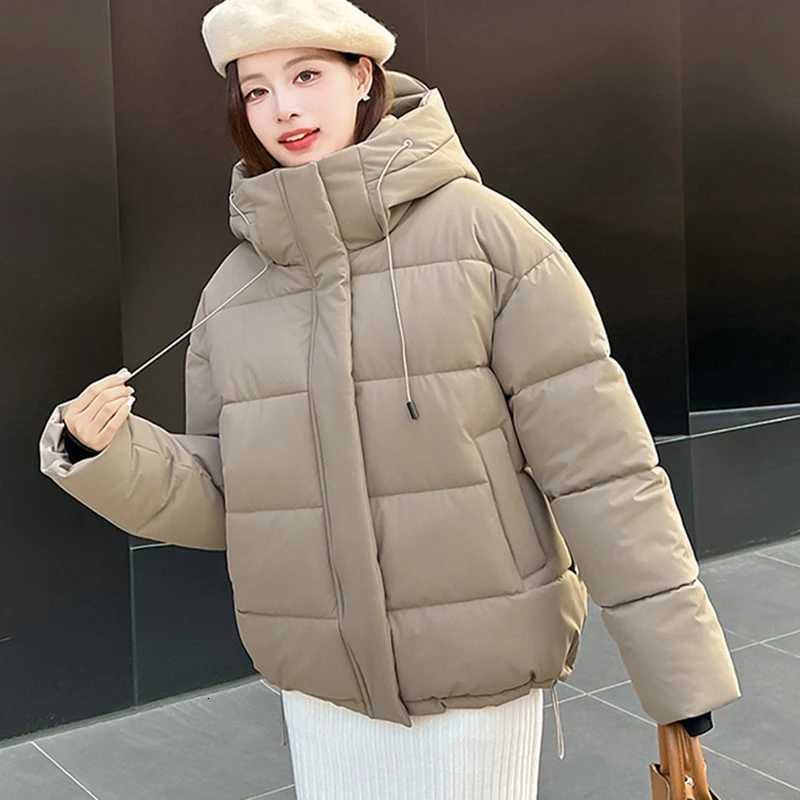 Winter Stand Collar Hooded Parkas Women Korean Windproof Warm Down Cotton Jacket Woman Zipper Up Long Sleeve Puff Parkas FemaleT251105
