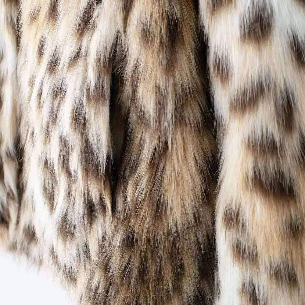 New Winter Shaggy Dot Leopard Faux Fur Coat CHIC Women Lapel Collar Covered Buttons Full Sleeve Loose Short Outerwear