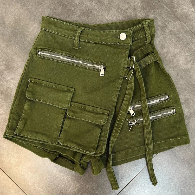 Customized Summer Womens Goods Mini Pencil High Waist Knitted Asymmetric Technology Pocket Retro Midi Elegant 250401
