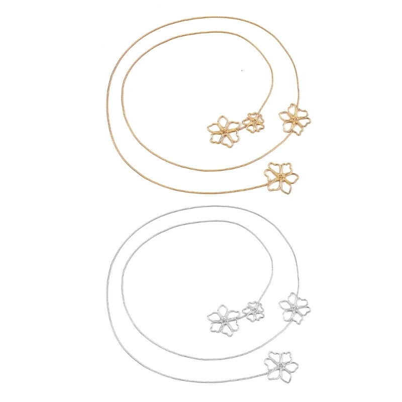 Elegant Choker Necklace Hollow Flower Pendant Clavicle Chain Long Rope Chain Boho Style Sweater Chain Fashion Jewelry 251031