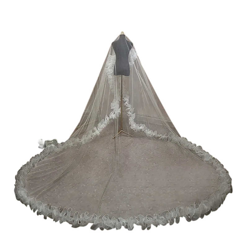 Luxury Bridal Veil 3M Long Cathedral Lace Handmade Slower One Layer With Comb Wedding Veils Customized velo de novia