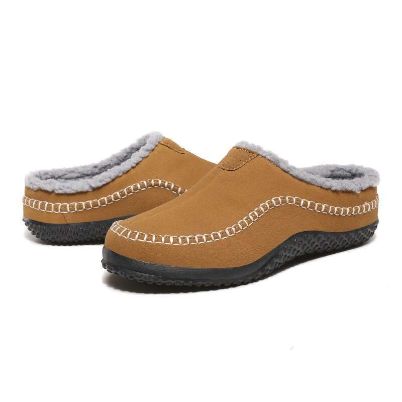 Large size men's with winter fleece, indoor cotton slippers for lazy people, casual toe shoes BY-9