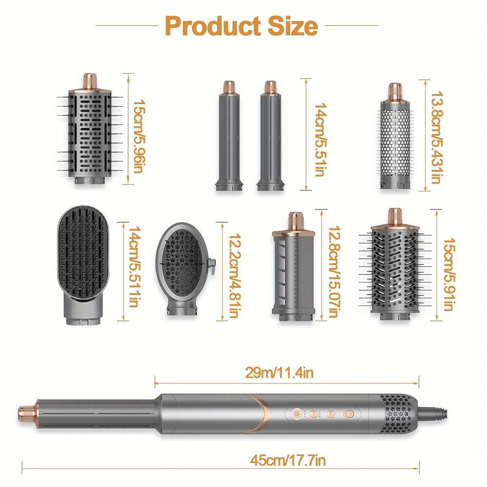 8In 1 Negative Ionic Foldable Wrap Air Styler Set, 110000 RPM High-Speed Hot Dryer Brush Set For Curling, Fast Dry, Straightening - Versatile Hair Sty