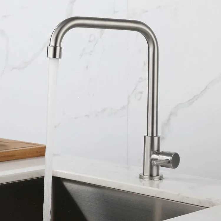 Kitchen 304 stainless steel single cold water faucet vegetable basin sink dishwashing face sink balcony household laundry Y251104