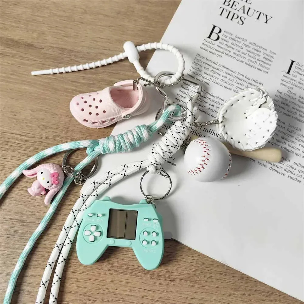 Original Macaron Color Game Console Keychain White Baseball Woven Rope Pendant Unisex Bag Pendant Bag Accessories 250403250403