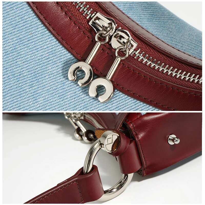 New Women Lady Fashion Half Moon Underarm Shoulder Bag Messenger Female Summer Soft Lightweight Denim Fabric Handbag