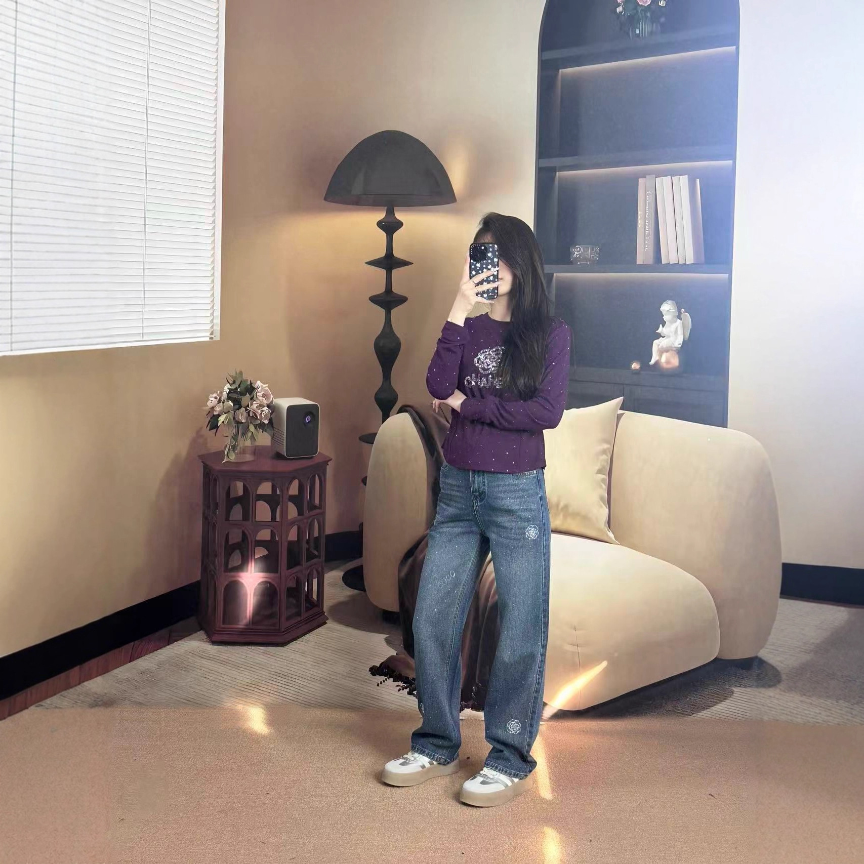 Casual Women's Top Autumn Winter New Stylish Heavy Rhinestone Elegant Warm Slimming Base Shirt High-end Feel ddmymoon