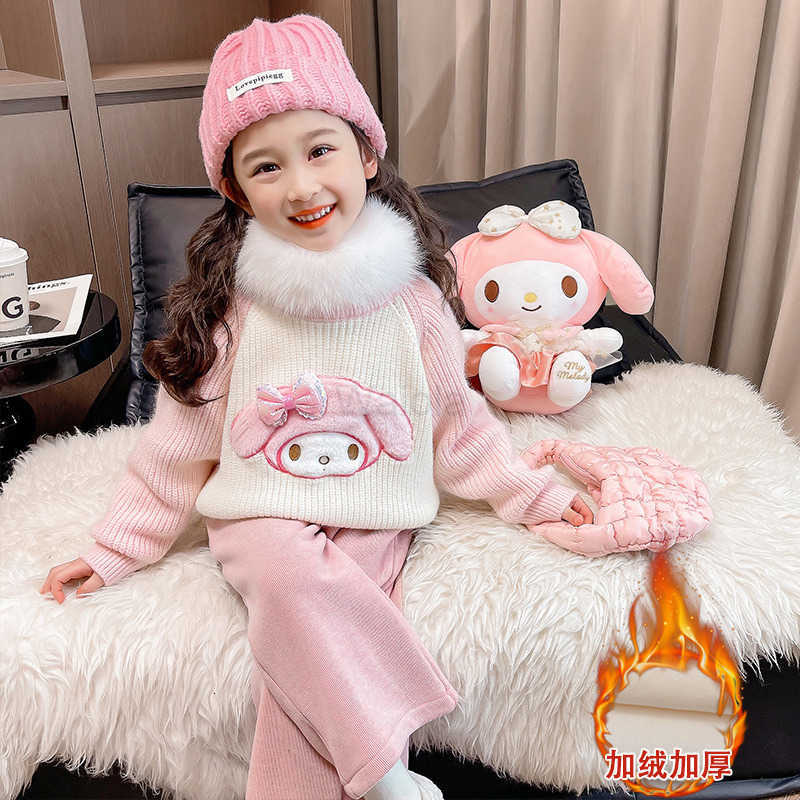 Sanrio Girls Sweater Autumn Winter 2025 New Fashionable Baby Girl Base Shirt Princess Childrens Knitted Top Winter H251105