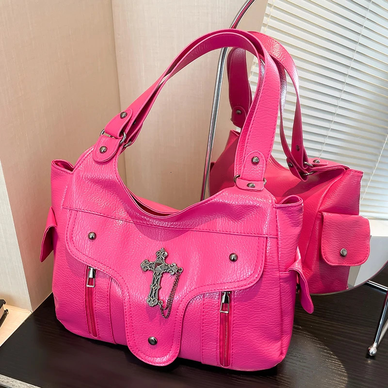 Fashionable large capacity retro womens handbag simple and niche n solid color womens shoulder bag suitable for commuti 251031