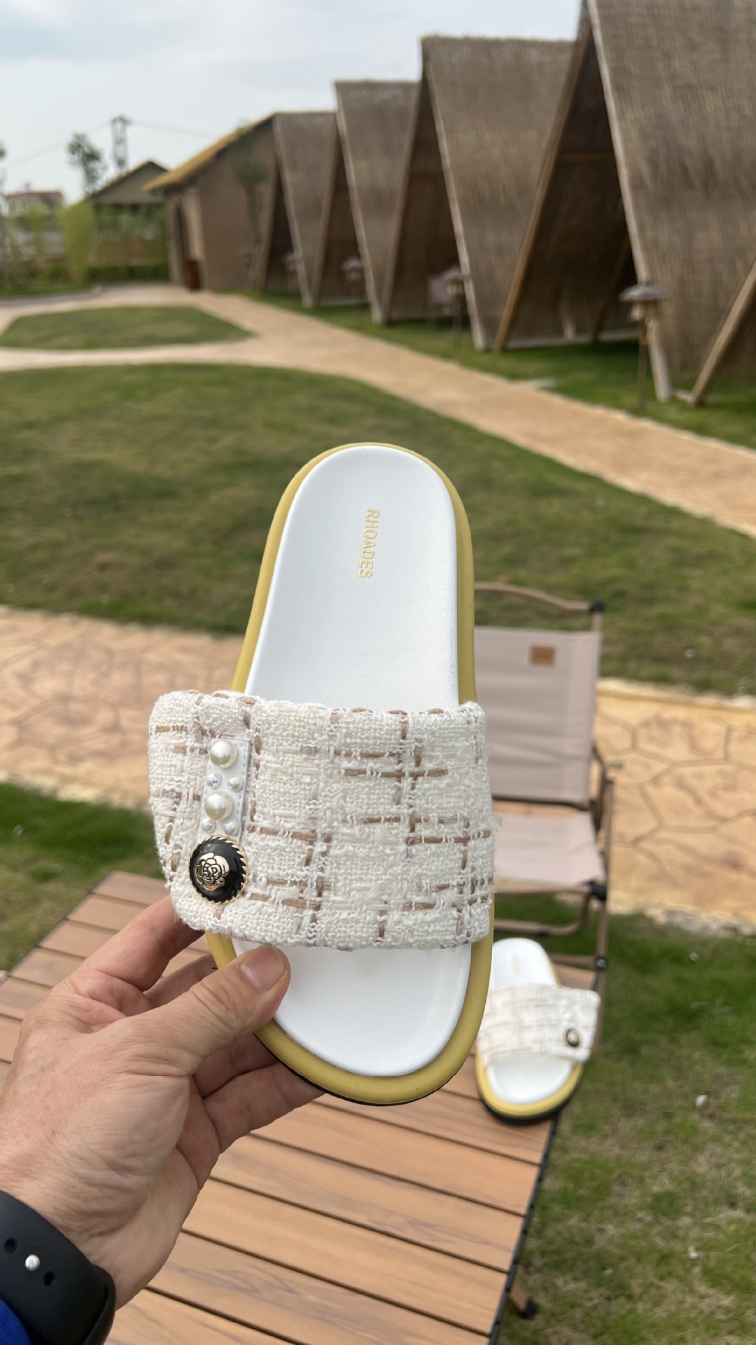 Luodisi 2025 New Style Small Fragrance Style Camellia Slippers Platform Thick-Soled Lightweight Shoes Slip-On Sandals Summer Women's Sandals