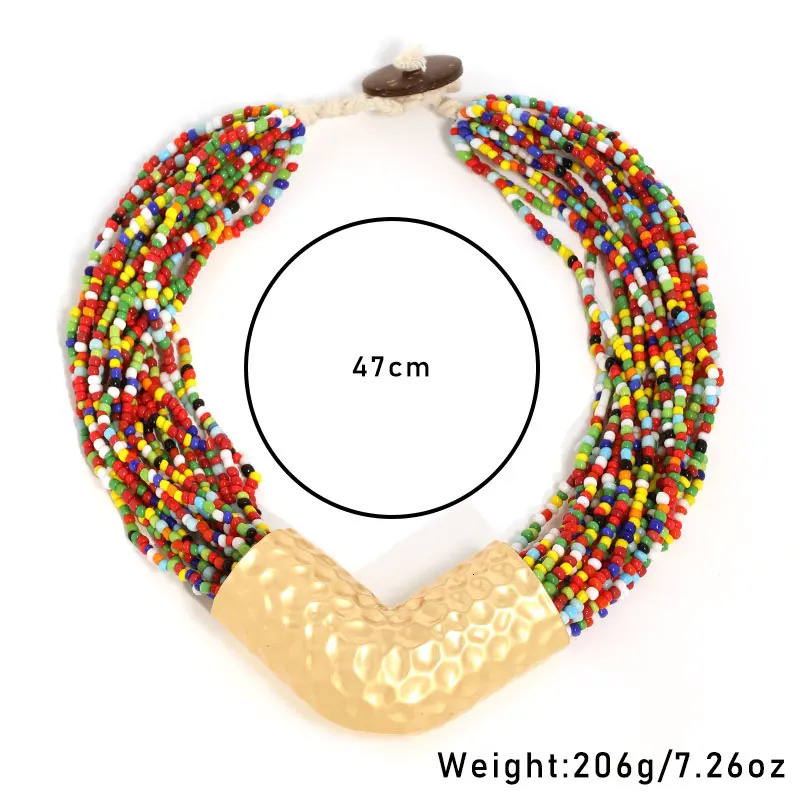 Statement Boho Colorful Beads Necklace Handmade for Women Trendy Wedding Party Jewelry Accessory 251031