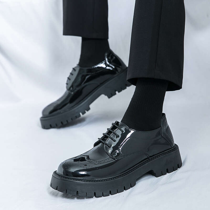 Large men's big toe thick sole, height increasing casual lace up shoes, sizes 38-46, 2024 Spring and Autumn new leather shoes