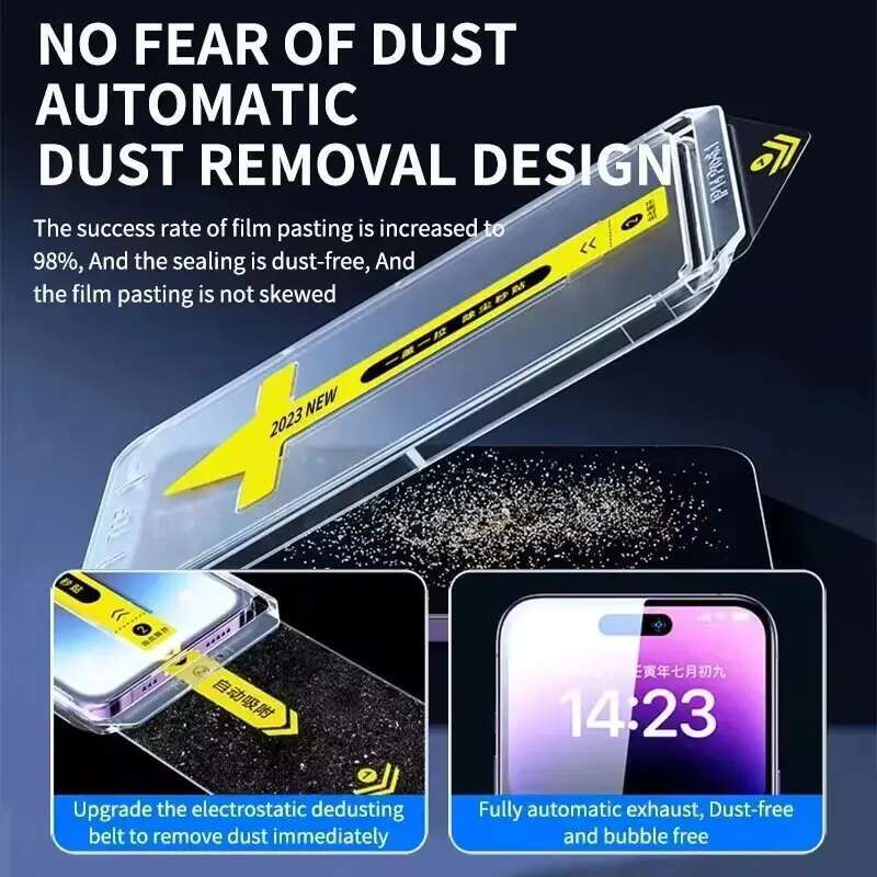 1-2pcs 8K HD Tempered Glass Film For IPhone 16 Pro Max 15 13 14 12 11 SE 2020 2022 Screen Protector XS XR 7 8 Auto-Dust Removal
