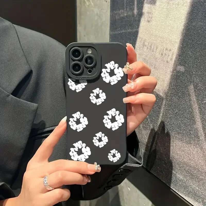 Case For 16 Cases iPhone 11 12 13 14 Pro Max X XS XR 7 8 16E 15 Plus Black Stylish wer Patterned Design Phone Cover