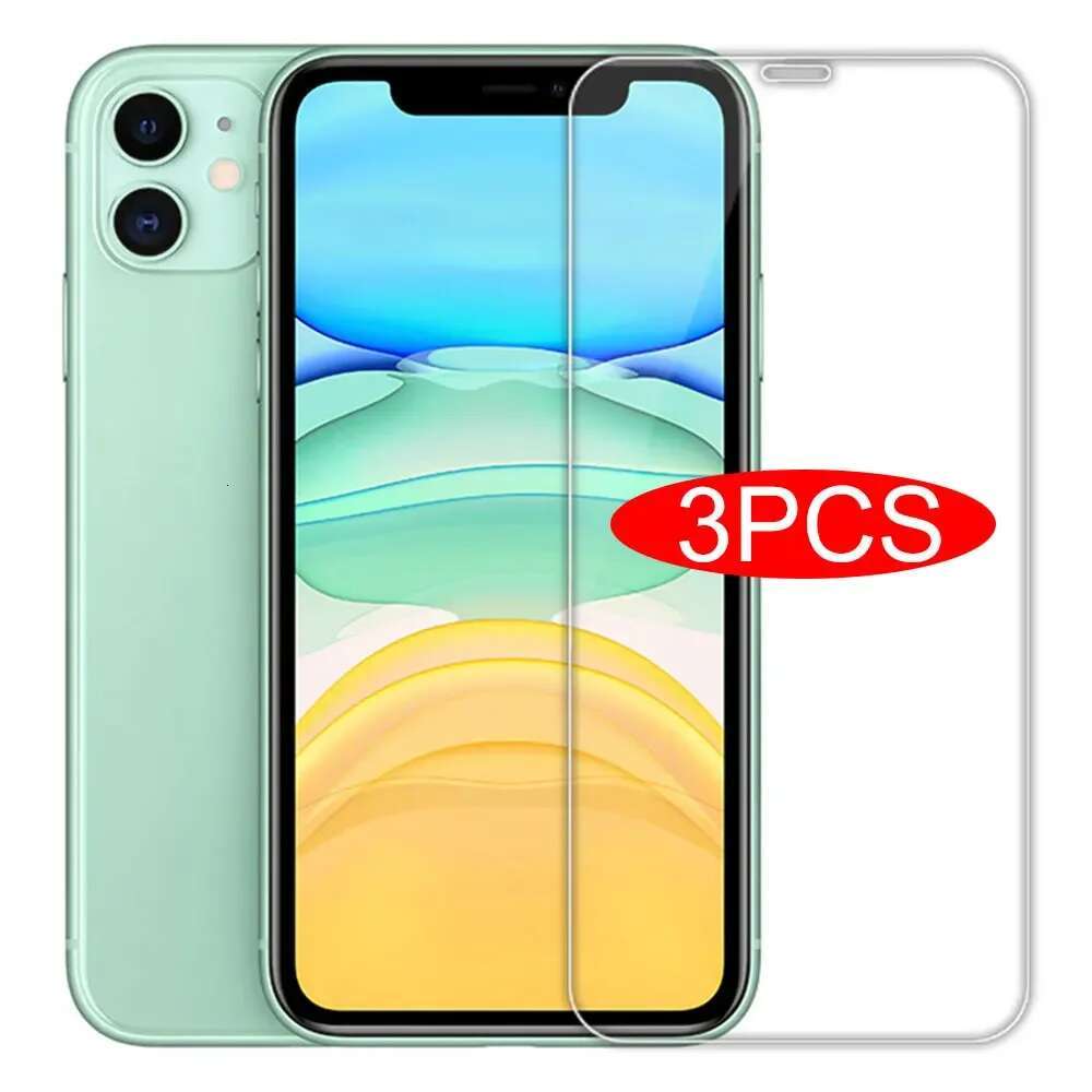 3PCS Full Cover Glass on the 11 12 Pro X XR XS Max Tempered Screen Protector For iPhone 7 8 6 6s Plus 5 5s SE 11Glass