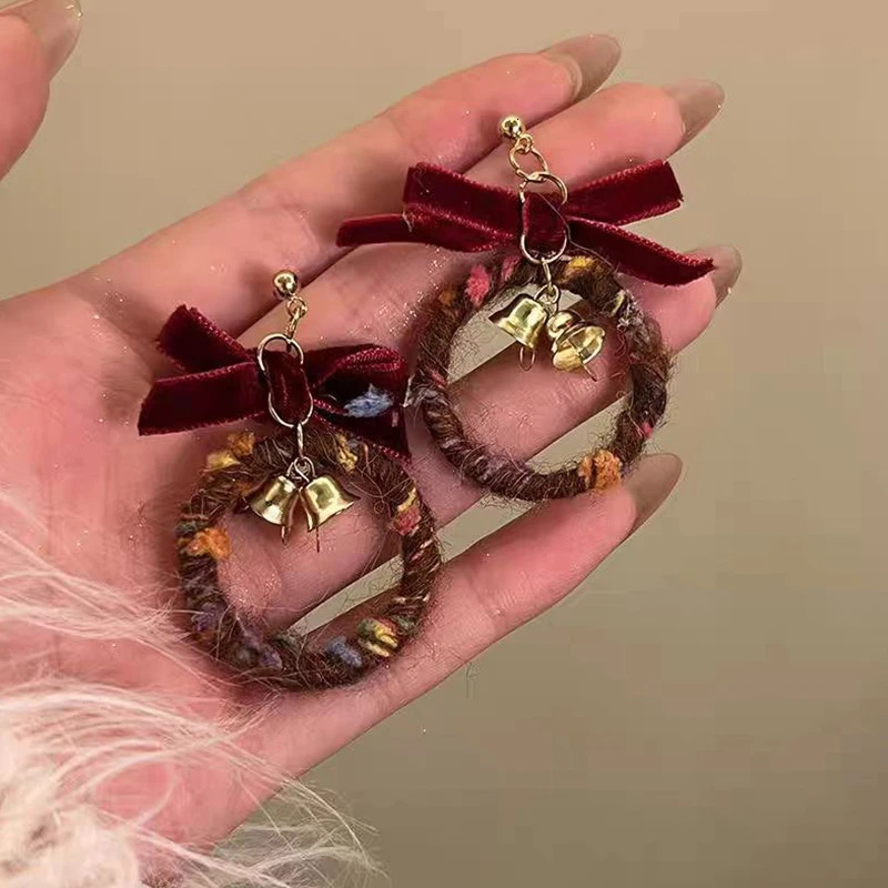 Lovely Zircon Snowflake Pearl Charm Earring For Women Christmas Flocking Hairball Bowknot Stud Earrings Year Party Jewelry 251131