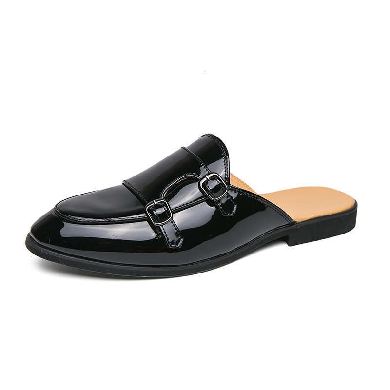 Large Men's Bean 38-47 Baotou Slippers with Bright Face, Driving and Dressing Room Shoes, One Foot Half Support Shoes