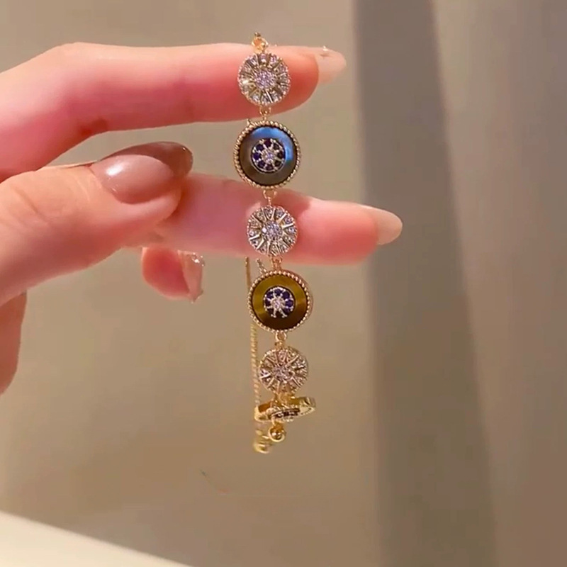 18K Real Gold Plated Tiger Eye Stone Zircon Bracelet Vintage Light Luxury Niche Bangle Elegant High-end Feel Jewelry Wholesale