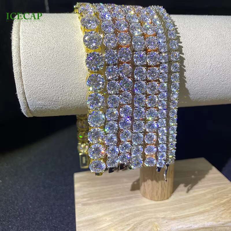 Hip Hop Jewelry Bracelets Silver Plated 925 Sterling Silver 4mm 6mm 8mm VVS Diamond Moissanite Tennis Chain Bracelets