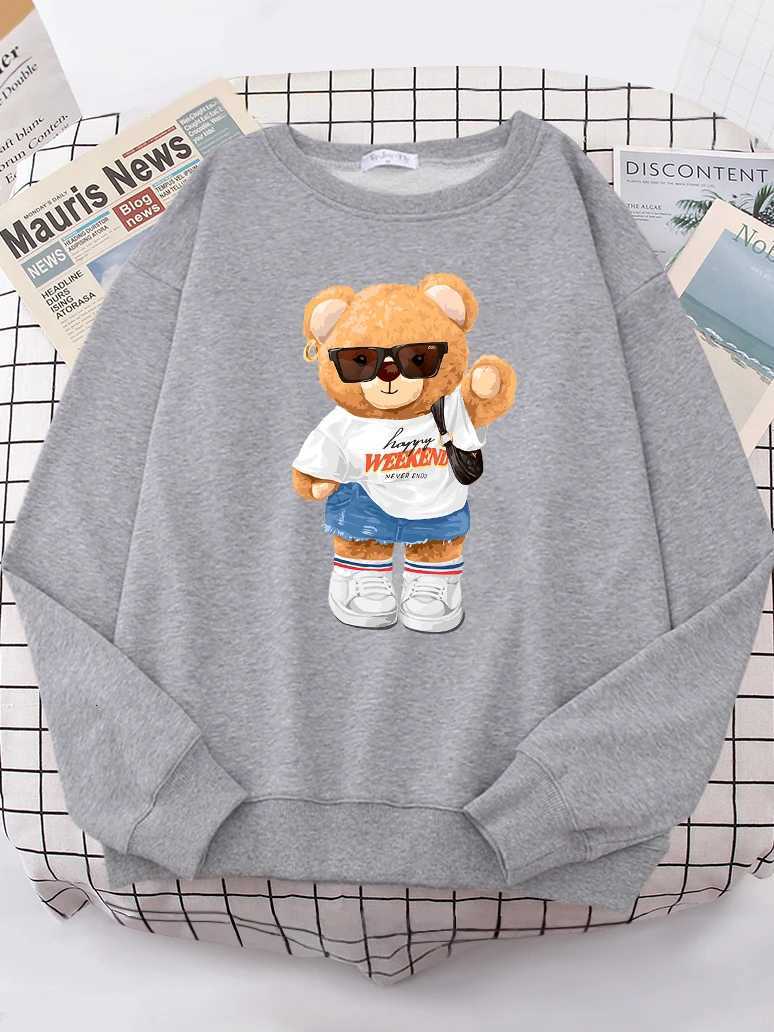 A Young Teday Bear Girl Full Of Vitality Cute Hoodie Women Street Fleece Hoody Hipster Loose Sweatshirt hip hop Oversized TopsT251105