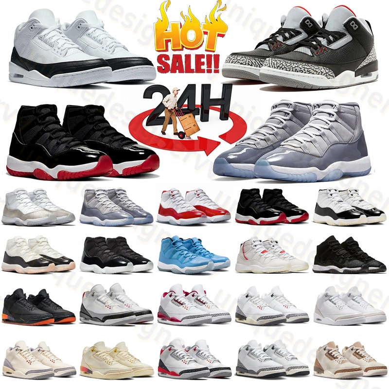 Fast shipping designer Shoes Basketball Shoes 3s 11s Sneakers Sports Shoes Black Red Dark Fire Red Mocha Pine Green Men Trainers 36-47