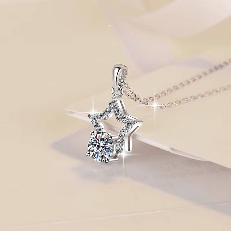 Fine Jewelry Classic High Quality VVs1 18k Gold Plated 1Ct Start Diamond Moissanite S925 Sterling Silver Necklace Pendant