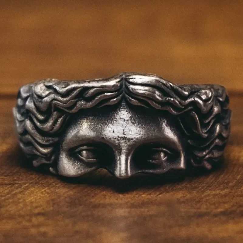Vintage Gold Silver Color Jesus Half Face Open Ring for Men Women Retro Religious Belief Jewelry Pure Finger Rings Bands Gifts Z250407