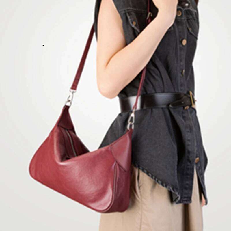 Hifashion Trendy Genuine Leather Underarm Shoulder Bags For Women 2025 Designer Crossbody Hobos Half Moon Ladies Handbags