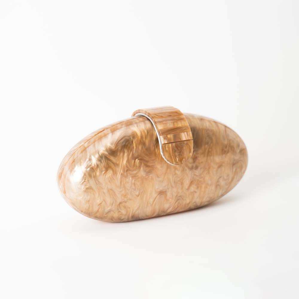 Apricot pearl coffee oval acrylic head fashion messenger one shoulder acrylic Dinner Bag