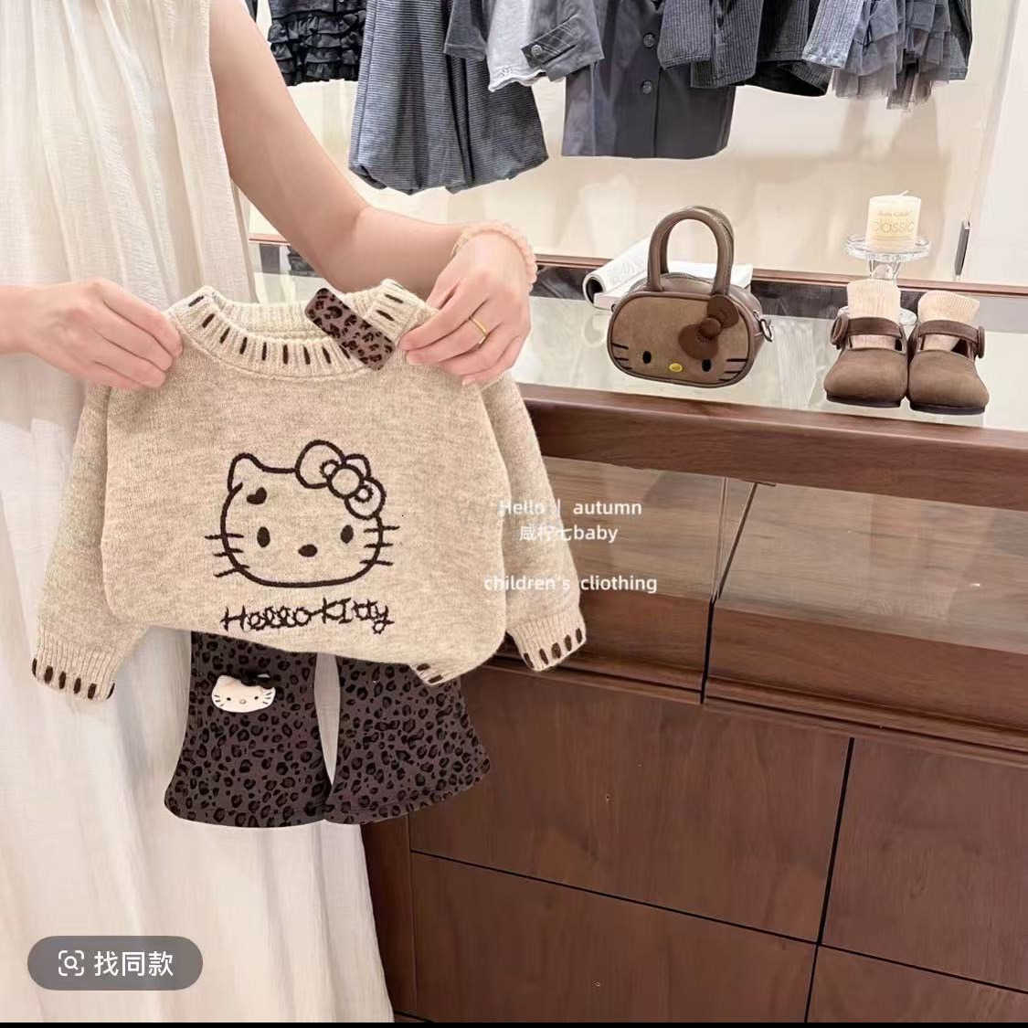 Sanrio Girls Sweater Autumn Winter Outfit Baby Girl Stylish Warm Knitted Sweater Children Cartoon KT Cat Base Shirt Kids Clothing Top H251105