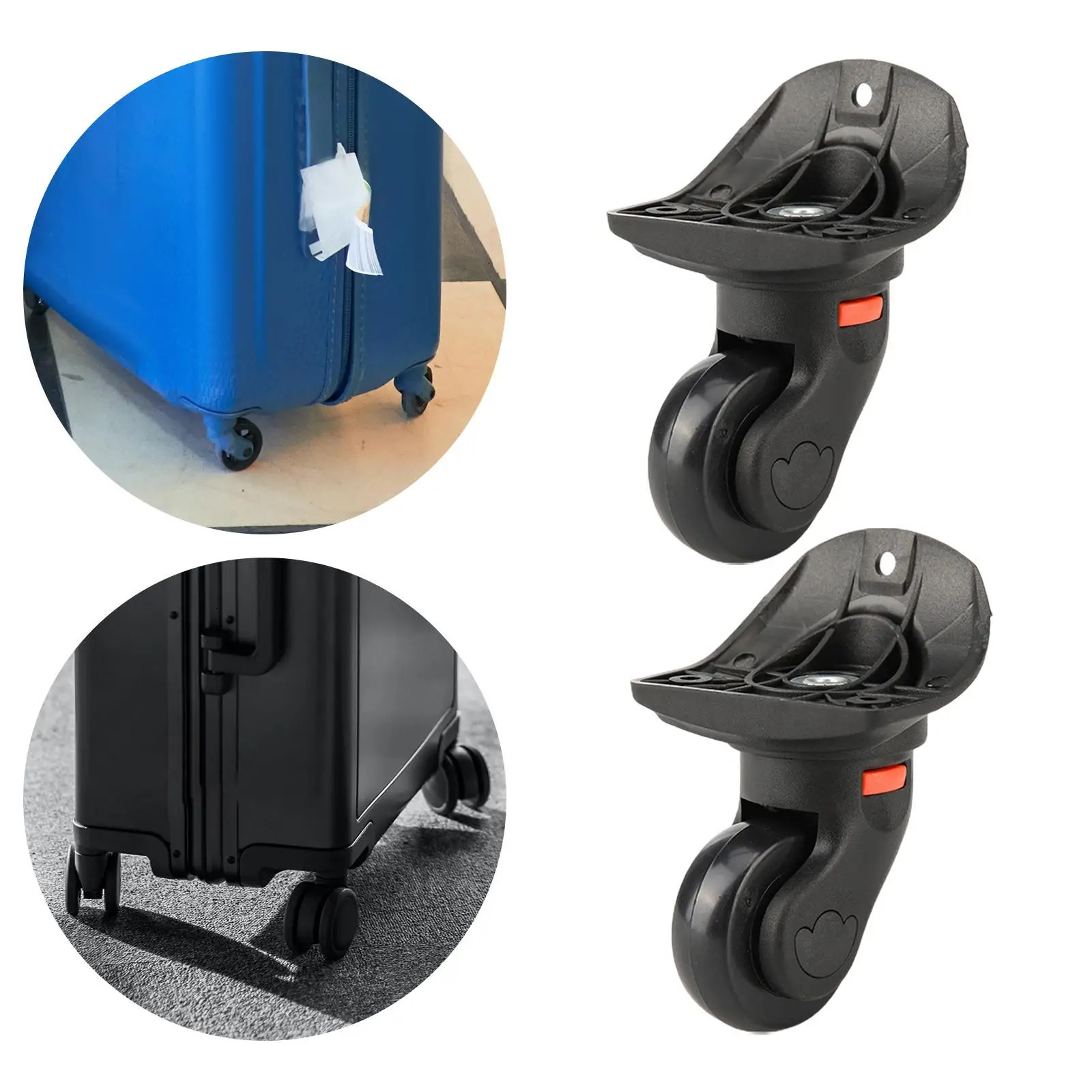 2x Luggage Wheels Load Bearing Wear Resistant Dual Roller Heavy Duty Universal Luggage Mute Wheel Suitcase Wheels Swivel Casters 251031