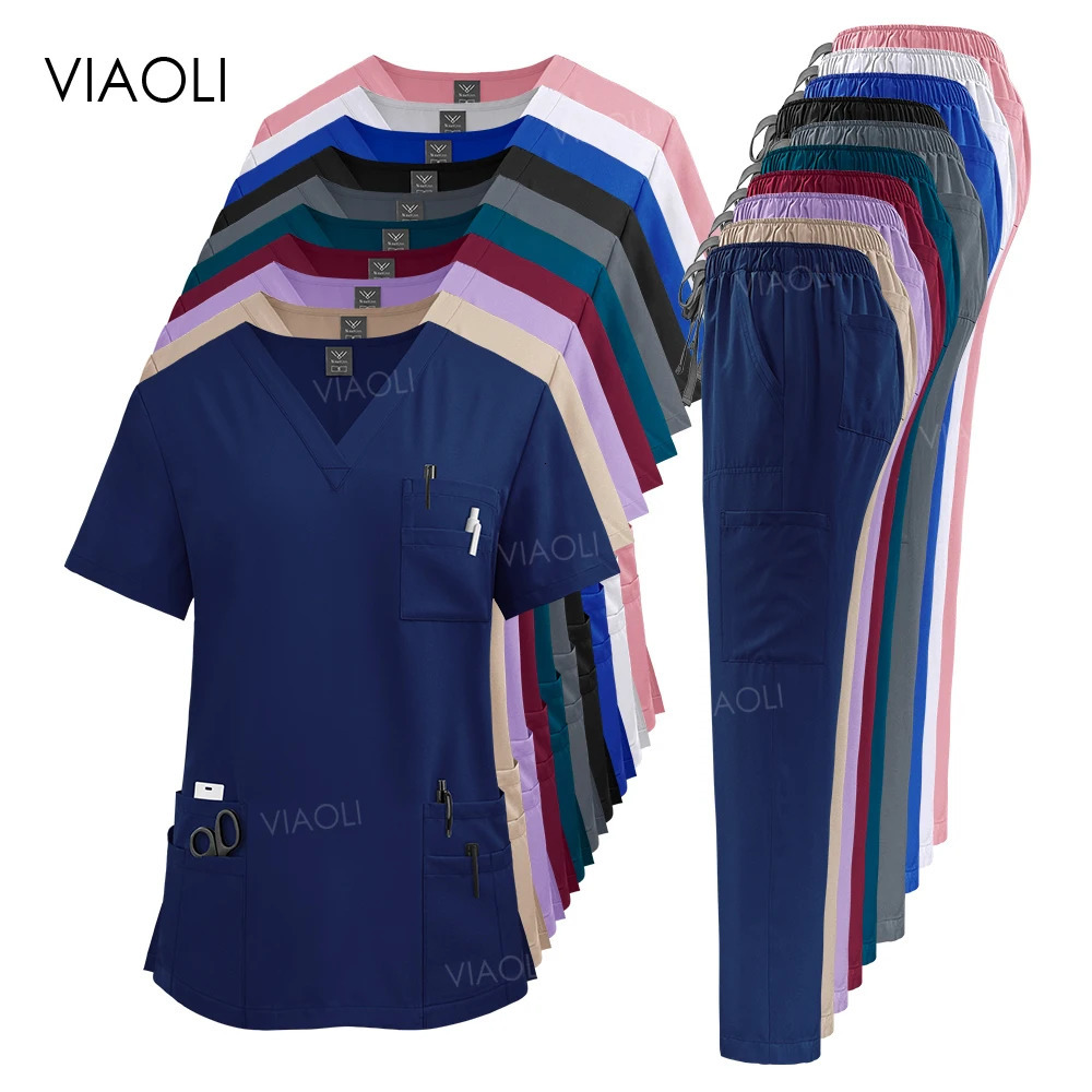 Uniform Scrub Hospital Working Scrubs Set Wholesale Nursing Scrub Uniforms Women Healthcare Pharmacy Clinic Work Clothes 251104