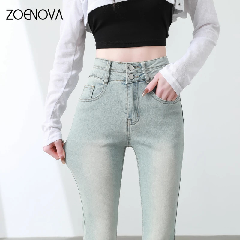 Zoenova Light Wash Wide Leg Bag Jeans Womens Spring High Waist Ultra Thin Flared Pants Casual Edition Y2K Boots Cut Denim Trouser 250403