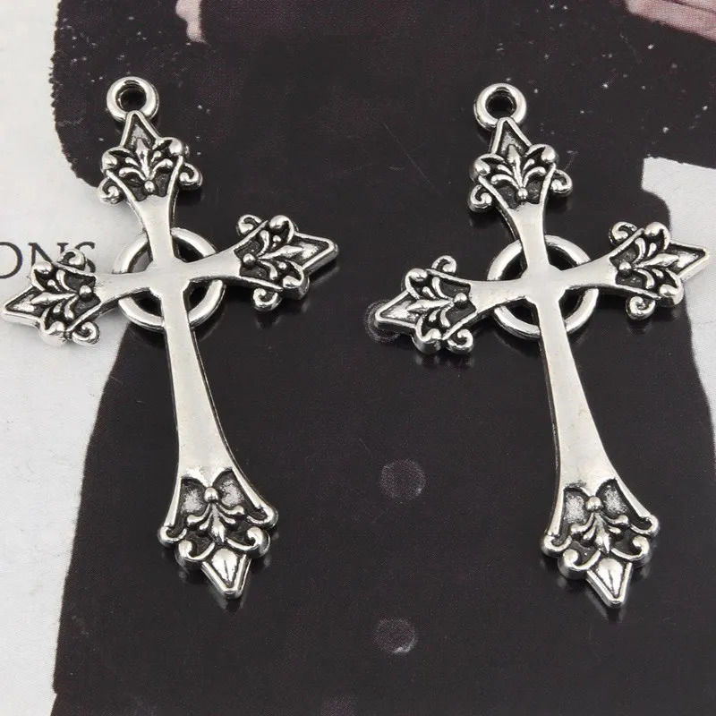 15 silver 43x26mm Jesus Cross Charm Religious Belief Pendants Suitable for DIY Jewelry Making Handmade Accessories 250325