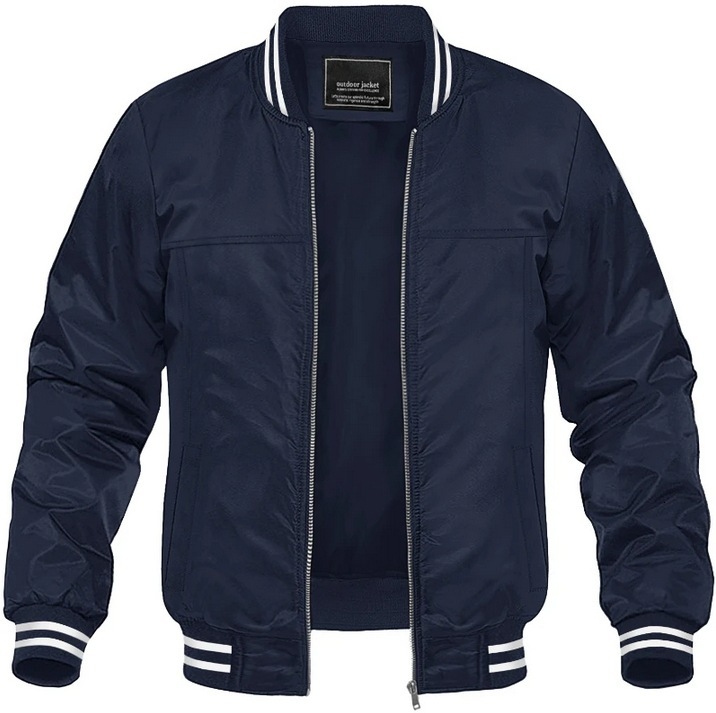 Fitted Stand Collar Men's Lightweight Trench Coat Bomber Jacket European Size Windproof Casual Zipper Jacket Coat