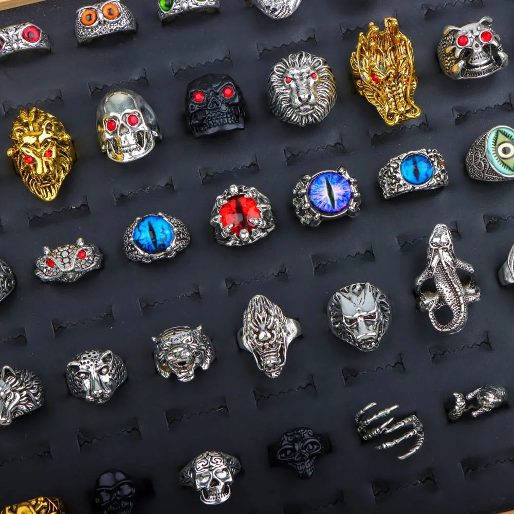 10203050pcsLot Fashion Classic Retro Punk Style Animal Owl Skull Rings For Men Women Hop Hip Jewelry Accessories Party Gifts 251031