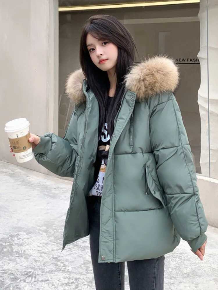 2025 Cotton Padded Faux fur collar Parka New Fashion Cotton Autumn Winter Jacket Women Thick Warm Parkas Female OuterwearT251105