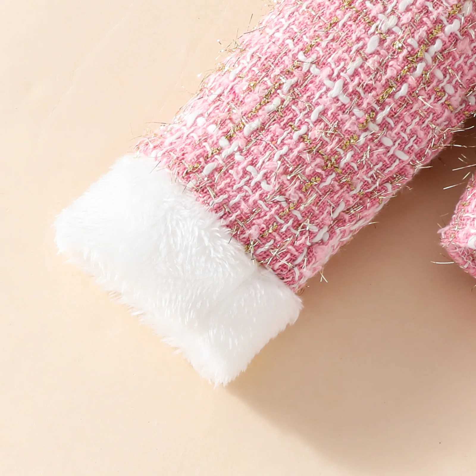 Prowow 0-3Y Baby Tweed Set For Girls Spring Autumn Faux Pocket Jacket Shorts With Beret Three Piece Outfit Kids Baby Clothes Y251105