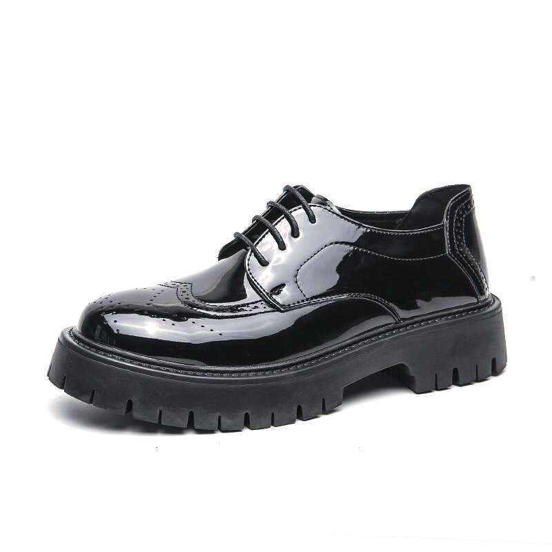Large men's big toe thick sole, height increasing casual lace up shoes, sizes 38-46, 2024 Spring and Autumn new leather shoes