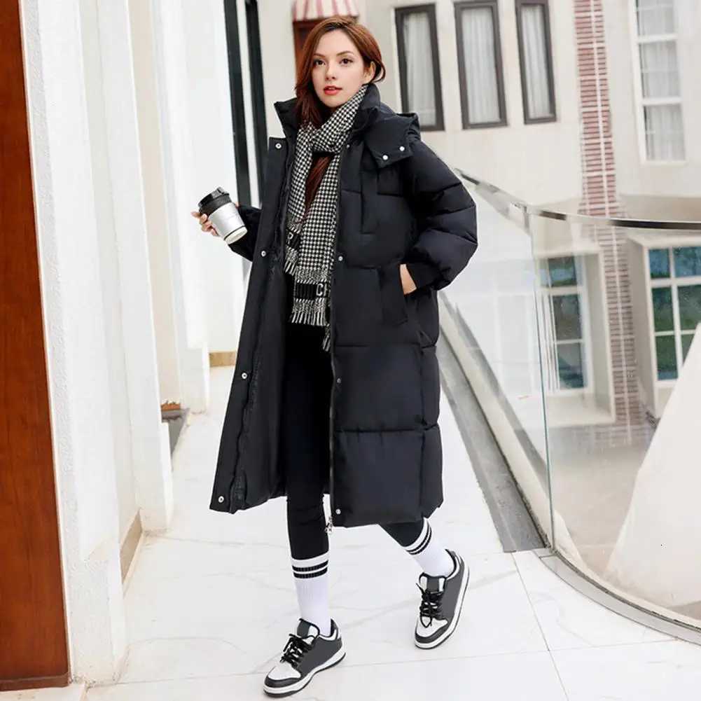 2025 Women Puffer coat Long Cotton Puffer Jacket Thicken Quilted Hooded Coat Basic Style Full Length Down Coat Winter OuterwearT251105