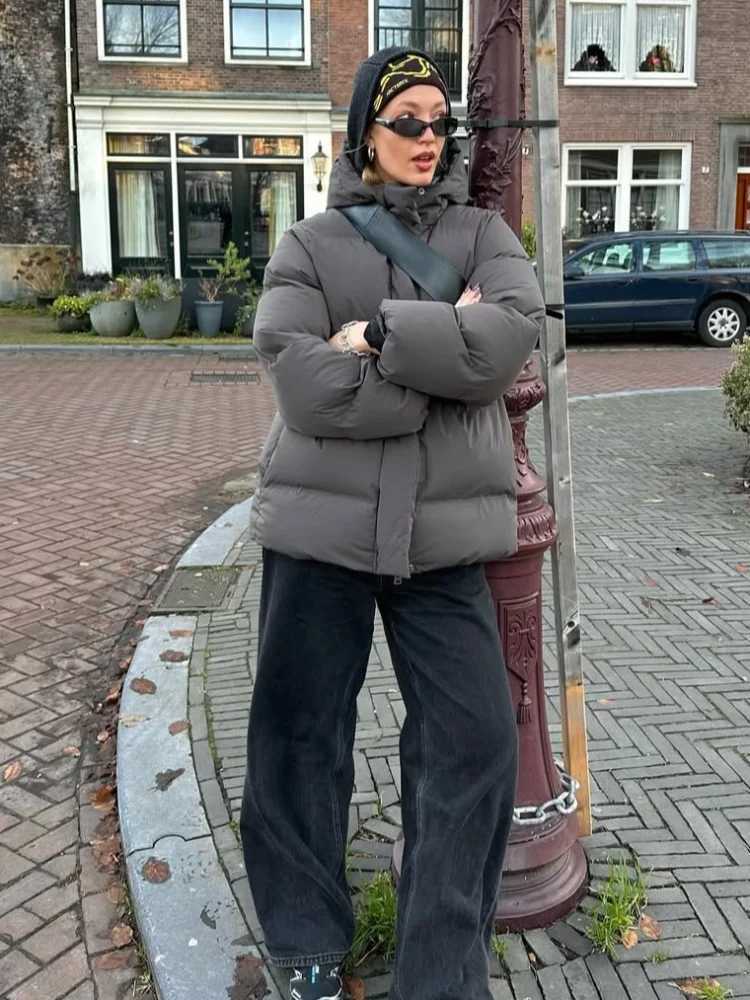 Winter Cotton Coat Jacket Down Cotton-padded Thickened Hooded Puffer Jacket For Men And Women Casual Loose Fit OuterwearT251105