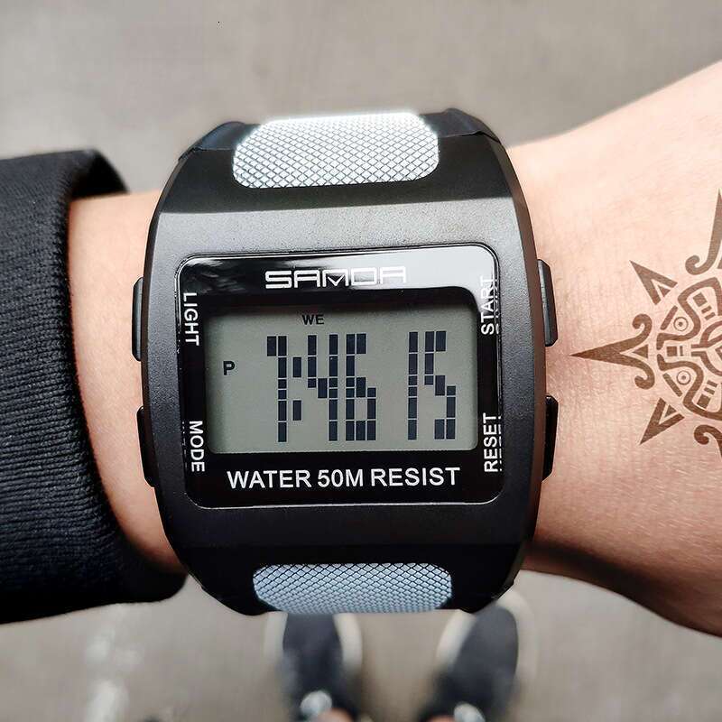 DHwatches Sanda Square Men, Harajuku Style, Trendy Digital Sports Waterproof Wristwatch for Men and Women, Student Electronic Watch