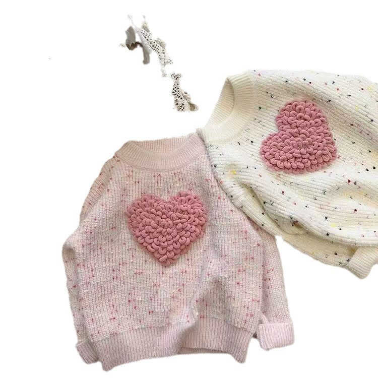 Sanrio Girls Sweater Autumn Winter New Fashionable Childrens Round Neck Korean Style Loose Versatile Knitted Sweater Heart Sweater H251105