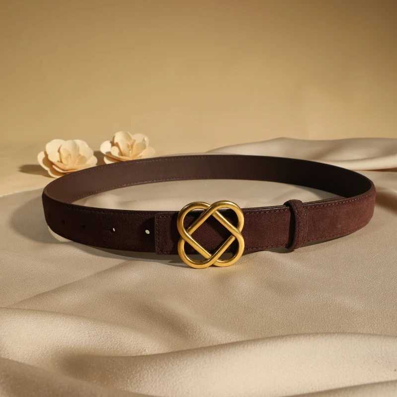 Fashion Womens Suede Belt Casual Leather Jeans Designer Gold Buckle Elegant Waist Belt for Dress Pants Western Style L251104