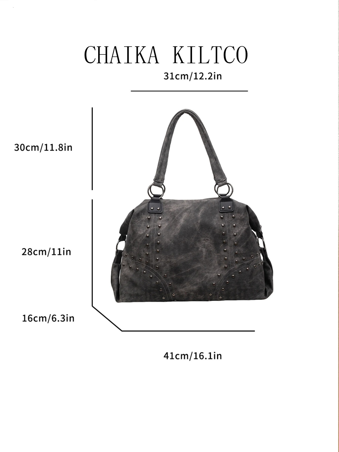 CHAIKA KILTCO Autumn/Winter Fashion Rivet Shoulder Bag Large Capacity Tote Bag Womens Casual Versatile Underarm Bag 251104
