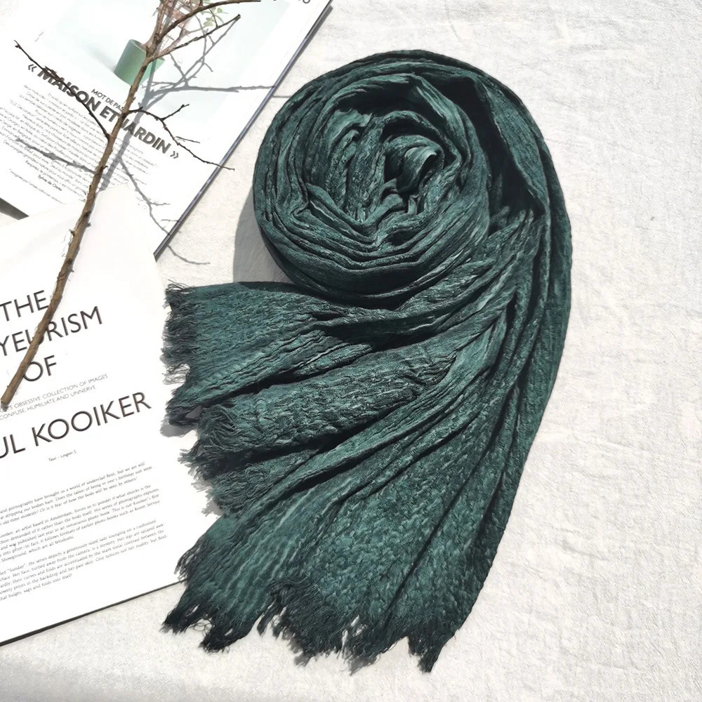 Unisex Cotton Linen Autumn Winter Men Scarf Fashion Mens Scarves Warm Neckerchief Soft Long Tassel Shawl Male Pashmina Bufandas 250403