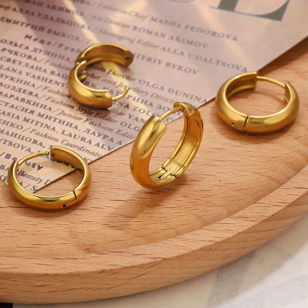 6pcs Stainless Steel Hoop Earrings Piercing Ear Cartilage Women Men Punk Hiphop Gift Round Circle Pendientes Jewelry Accessory 251131