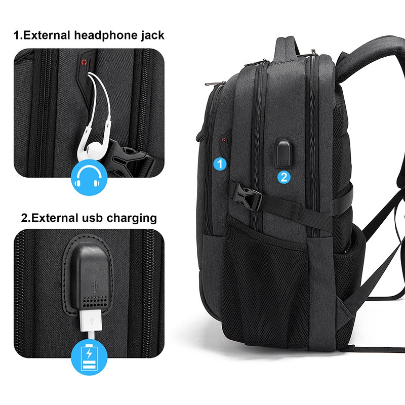 Mens 173 Inch Laptop Backpack for Travel College Backpack Waterproof Notebook Business Shoulder Bag With USB Charging Port 251104