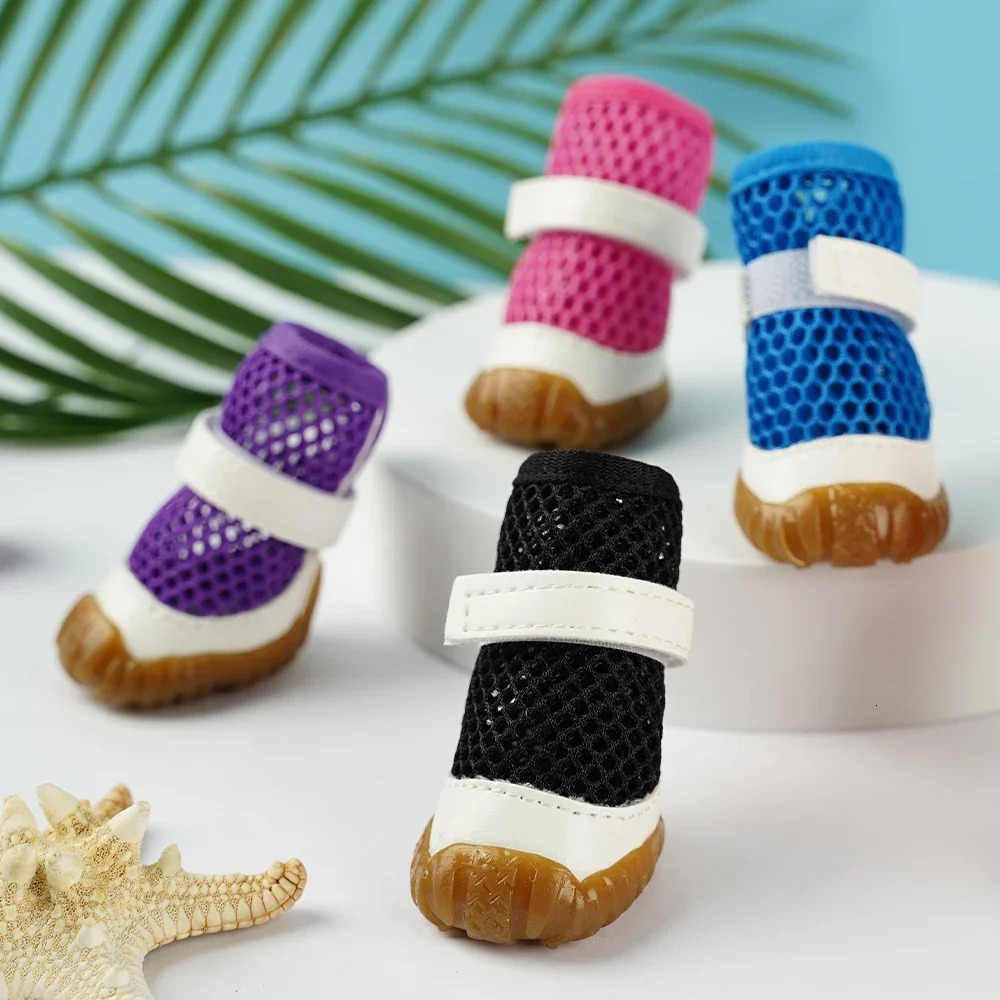 4pcs Summer Dog Shoes Anti-slip Pet Puppy Boots for Small Dogs Breathable Cat Chihuahua Shoes Socks for Small Dogs Yorkshire 250402