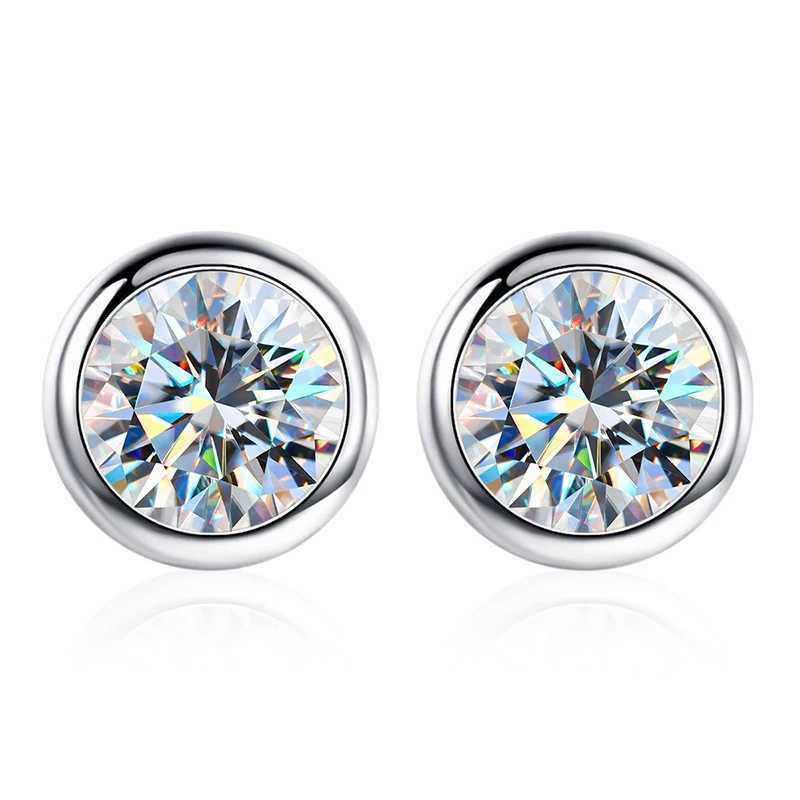 GRA Moissanite Diamond Zircon Round Stud Earrings for Wen 925 Sterling Sier Solitaire Wedding Luxury Quty Fine JewelryC250402C250403